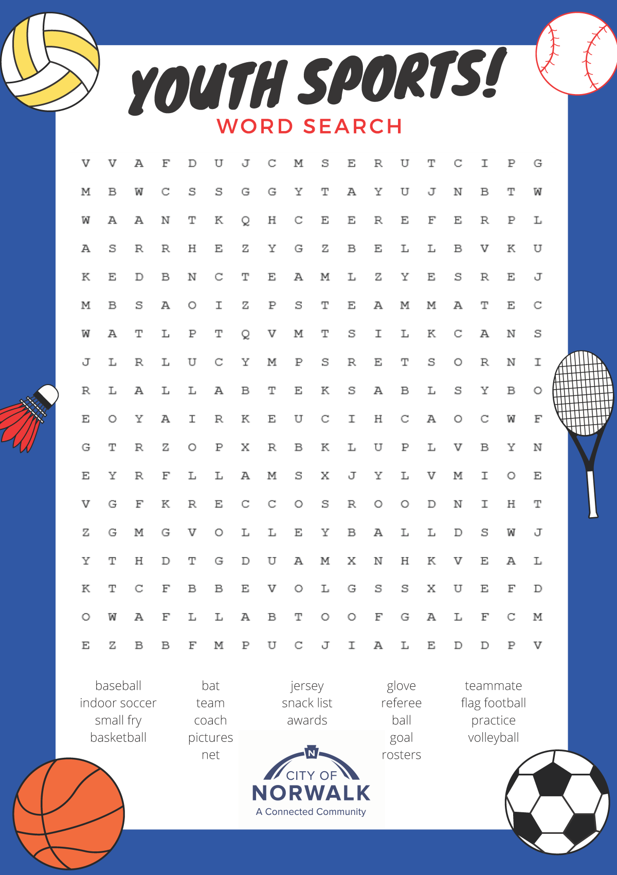 Youth Sports Word Search