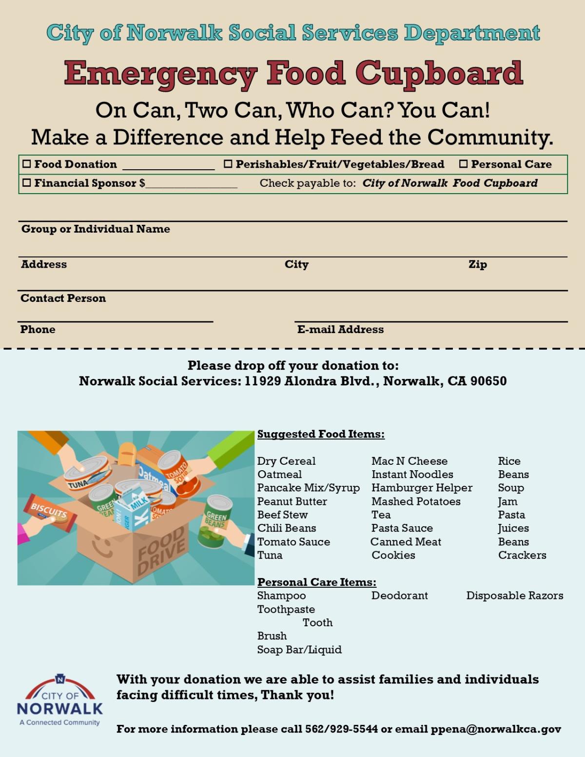 Emergency Food Cupboard Flier 12-23-18